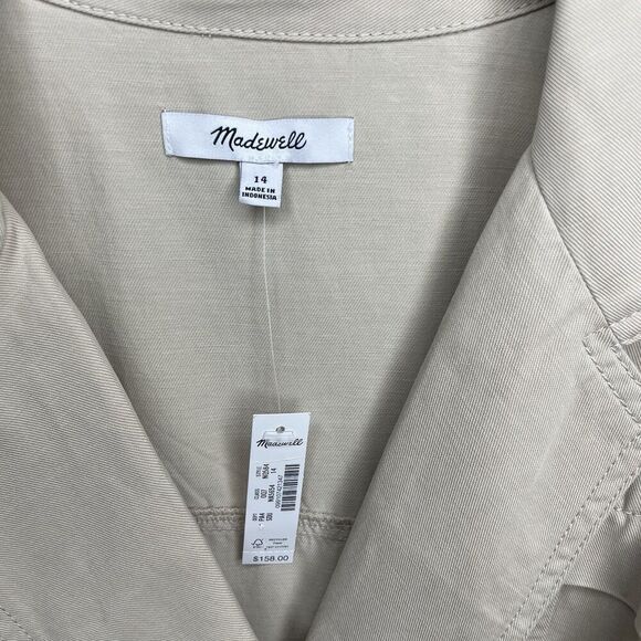 MADEWELL Romper Women 14 Khaki Tan Tie Waist NEW Muscle Tank Lyocell Linen NQ584 - Picture 10 of 12